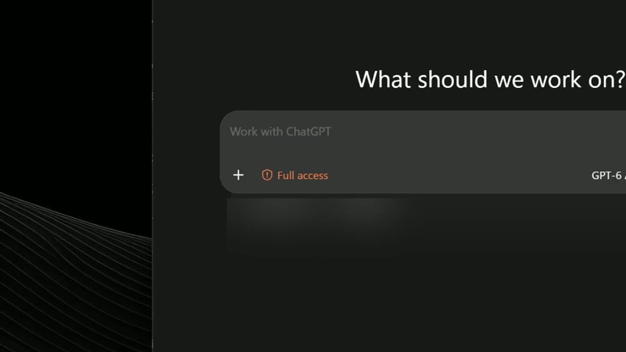 תווית כתומה בשם Full access ליד תיבת הכתיבה באפליקציית ChatGPT למחשב, במצב Work